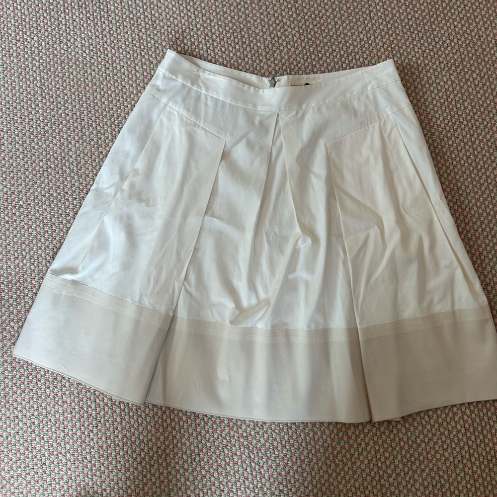 REBECCA TAYLOR White and Cream/Tan color block skirt amazing worn size 12